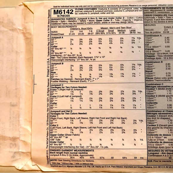 McCall’s M6142 Child’s Clown, Jester Uncut Sewing Pattern (7-8) - Picture 6 of 12